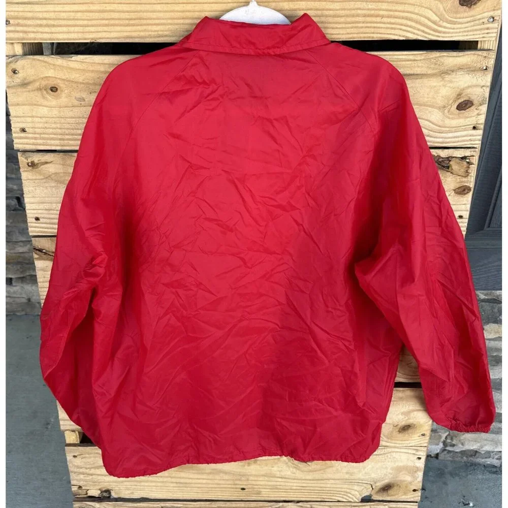 Vintage Velva Sheen Jacket‎ Large L Red Snap Windbreaker Nylon Made in USA